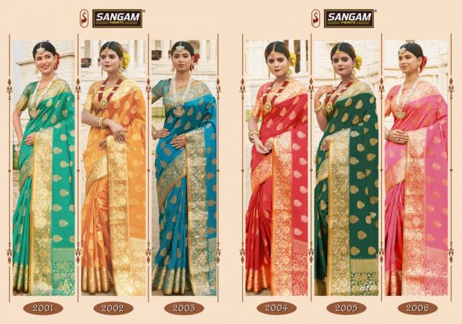 SANGAM RED STONE Latest Fancy Designer Festive Wear Heavy Silk Saree Collection